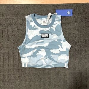 ADIDAS - FM2486 CROP TANK TOP - SIZE 2XS - BLUE CAMO - NWT